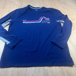 Express EXP 180 Long Sleeve Graphic Tee Blue XXL Colorblock Cotton Blend